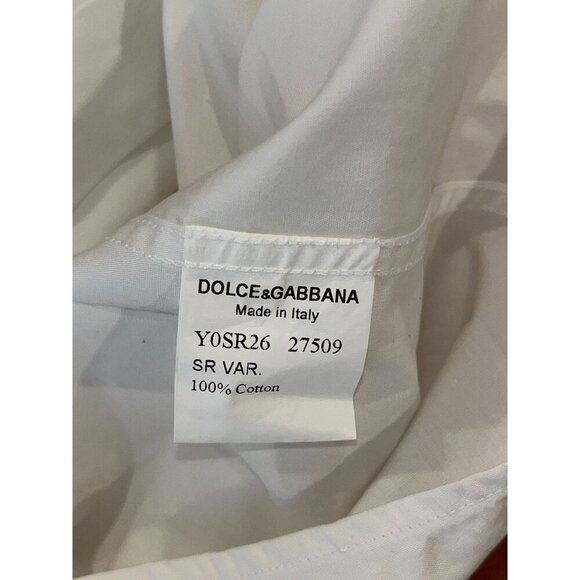 Dolce & Gabbana Mens White Button-Up Dress Shirt Size 44 17 1/2 - Picture 8 of 9